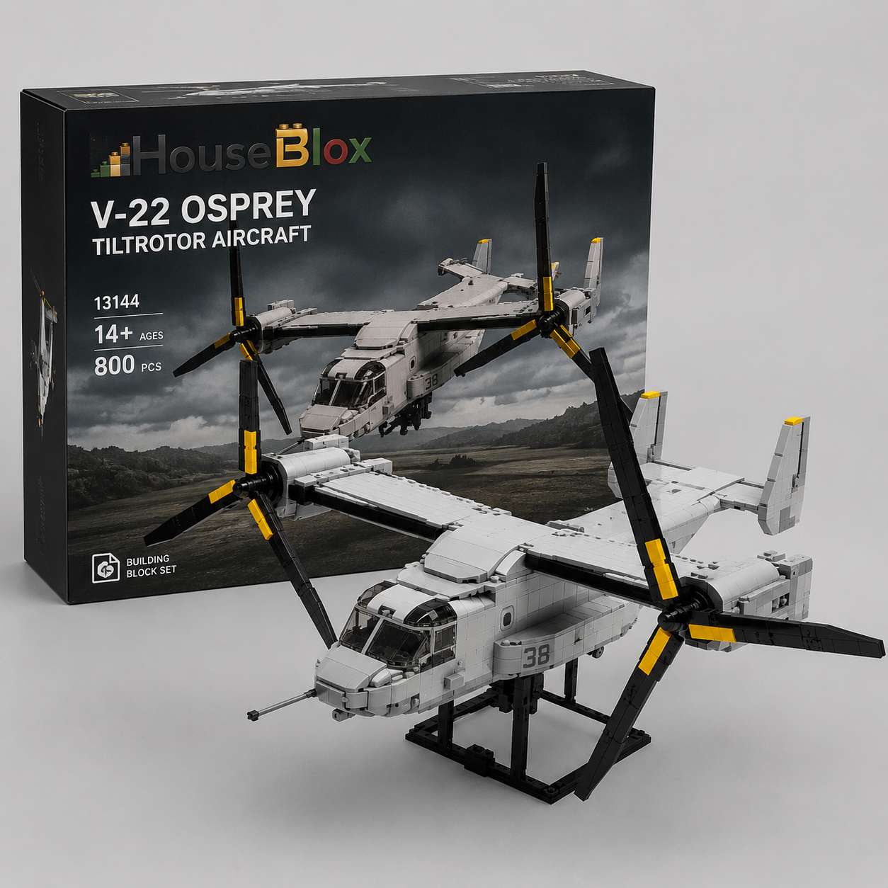 HouseBlox Signature – V-22 Osprey Tiltrotor Aircraft – 800 Pieces