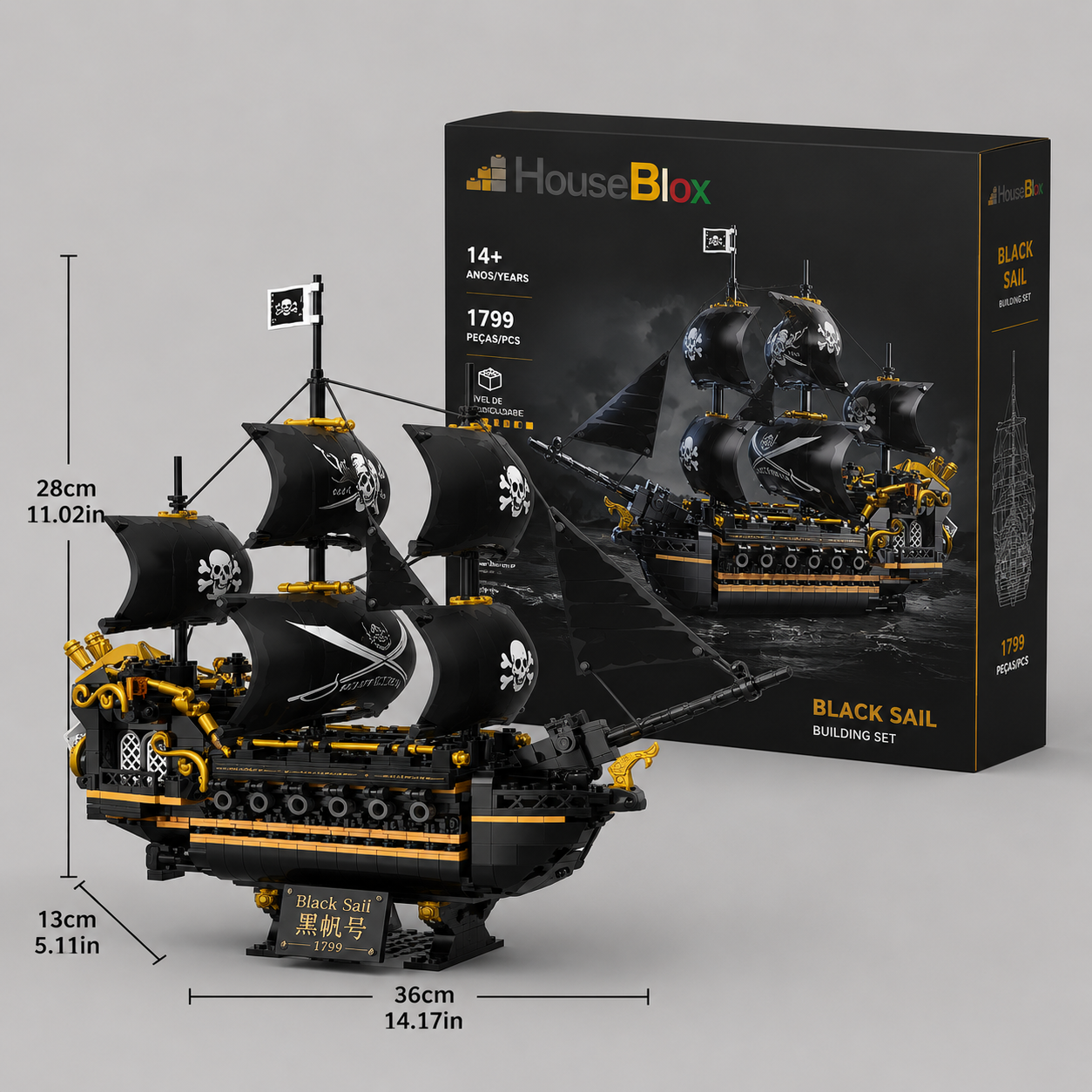 HouseBlox Signature – Black Pearl – 801 Pieces