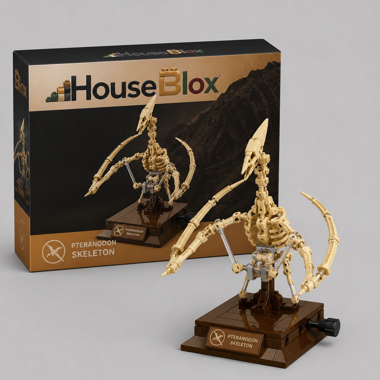 HouseBlox Signature – Golden Pterosaur Skeleton